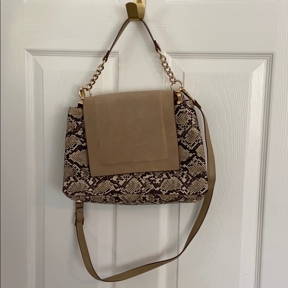 Zara Faux Snake and Suede Handbag with strap